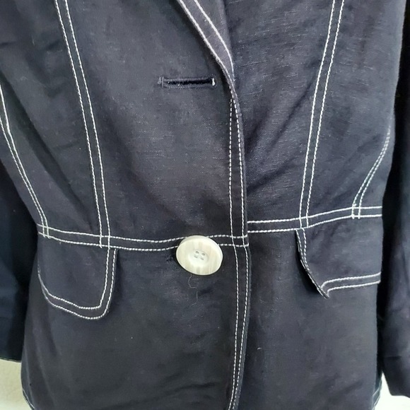 Silkland Black Linen Blend Blazer Jacket Size 12 - Picture 6 of 12